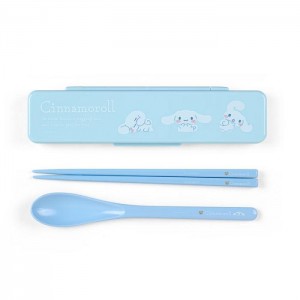 Hello Kitty Cinnamoroll Everyday Chopsticks & Spoon Set Blue | USA_HK22125