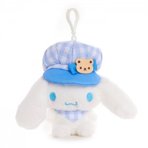 Hello Kitty Cinnamoroll Plush Mascot Clip (Gingham Cap Series) White / Blue | USA_HK85931