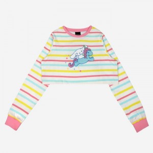 Hello Kitty Cinnamoroll x Dumbgood Striped Crop Longsleeve Multicolor | USA_HK71304