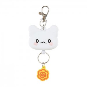 Hello Kitty Hanamaruobake Bestie Face Badge Reel White | USA_HK45905