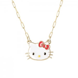 Hello Kitty Hello Kitty 10K Yellow Gold Mini Link Necklace Gold | USA_HK65048