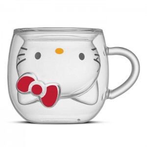 Hello Kitty Hello Kitty 3D Double Wall Espresso Glass Silve | USA_HK57763