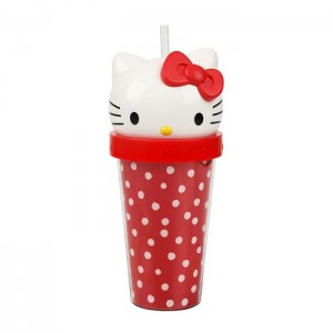 Hello Kitty Hello Kitty 3D Face Travel Tumbler (Dots) Red | USA_HK28687
