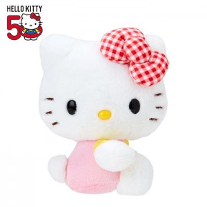 Hello Kitty Hello Kitty 50th Anniv. Plush Mascot (Red Gingham Bow) Red | USA_HK94887