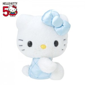 Hello Kitty Hello Kitty 50th Anniv. Plush Mascot (Quilted Blue) White / Blue | USA_HK50363