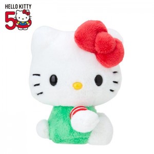 Hello Kitty Hello Kitty 50th Anniv. Plush Mascot (Green Overalls) Green / Red | USA_HK76145