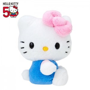 Hello Kitty Hello Kitty 50th Anniv. Plush Mascot (Light Blue Overalls) Blue / Pink | USA_HK28644