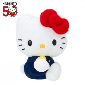 Hello Kitty Hello Kitty 50th Anniv. Plush Mascot (Dark Blue Overalls) Navy / Red | USA_HK91316