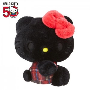 Hello Kitty Hello Kitty 50th Anniv. Plush Mascot (Black Tartan) Black / Red | USA_HK83675