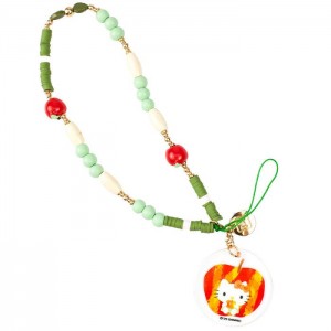 Hello Kitty Hello Kitty Apple Beaded Charm Mobile Phone Wrist Strap Green Multicolor | USA_HK99852