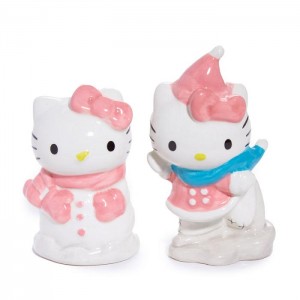 Hello Kitty Hello Kitty Ceramic Holiday Salt & Pepper Set (Snow Play) Pink / Blue | USA_HK99458
