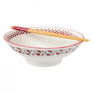 Hello Kitty Hello Kitty Ceramic Noodle Bowl and Chopstick Set (Red Bows) Red | USA_HK64205