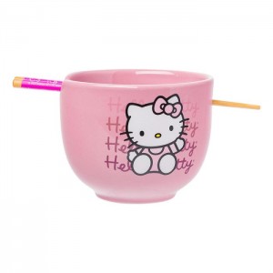 Hello Kitty Hello Kitty Ceramic Ramen Bowl and Chopstick Set (Pink Wave) Pink | USA_HK27768