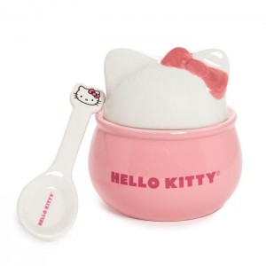 Hello Kitty Hello Kitty Ceramic Sculpted Bowl and Spoon Set Pink | USA_HK43681