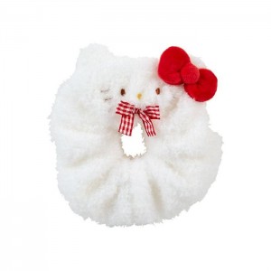 Hello Kitty Hello Kitty Cozy Plush Scrunchie (Gingham Bow) White | USA_HK75258