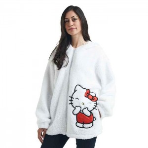 Hello Kitty Hello Kitty Cozy Sherpa Zip Lounge Hoodie White | USA_HK97886