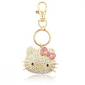 Hello Kitty Hello Kitty Face Pave 3D Bling Keychain Gold | USA_HK67210