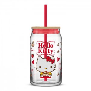 Hello Kitty Hello Kitty Favorite Flavor Lidded Glass Tumbler Red | USA_HK10419