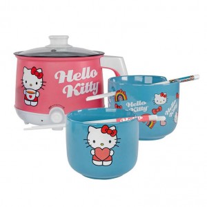 Hello Kitty Hello Kitty Hot Pot with Ramen Bowls Set Pink / Blue | USA_HK50717