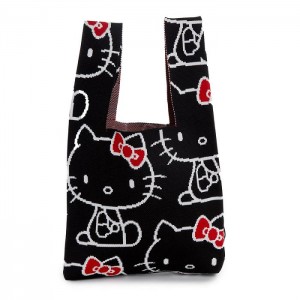 Hello Kitty Hello Kitty Knit Shopper Bag (Black) Black | USA_HK10596
