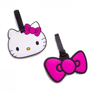 Hello Kitty Hello Kitty Pink Bow 2-pc Luggage Tag Set White / Pink | USA_HK35499