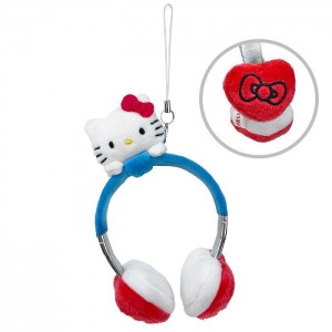 Hello Kitty Hello Kitty Plush Headphones Bag Charm White / Blue | USA_HK40698