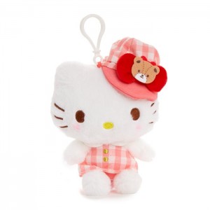 Hello Kitty Hello Kitty Plush Mascot Clip (Gingham Cap Series) White / Red | USA_HK77100
