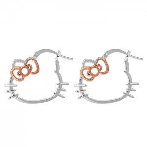 Hello Kitty Hello Kitty Sterling Silver Hoop Earrings Silve | USA_HK42251
