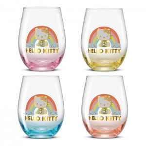Hello Kitty Hello Kitty Sweet Rainbow Stemless Glasses (Set of 4) Multicolor | USA_HK87533