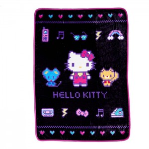 Hello Kitty Hello Kitty Throw Blanket (Retro Pixel Series) Black | USA_HK75931