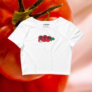 Hello Kitty Hello Kitty Tomato Cropped Tee White | USA_HK39643