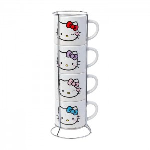 Hello Kitty Hello Kitty Winking Hearts 5-Piece Ceramic Mug Stack Multicolor | USA_HK56207