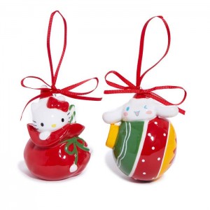 Hello Kitty Hello Kitty and Cinnamoroll 2-pc Holiday Ceramic Ornament Set (Red) Red / Green | USA_HK88778