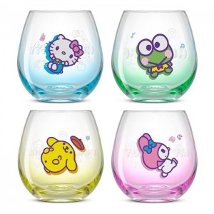 Hello Kitty Hello Kitty and Friends Above the Clouds Stemless Glasses (Set of 4) Multicolor | USA_HK10017