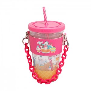 Hello Kitty Hello Kitty and Friends Acrylic Travel Tumbler With Chain Holder Pink | USA_HK90713
