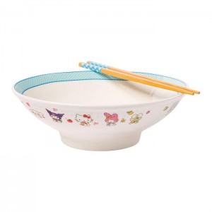 Hello Kitty Hello Kitty and Friends Ceramic Noodle Bowl and Chopstick Set (Lunch Friends) Blue | USA_HK92956