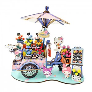 Hello Kitty Hello Kitty and Friends Flower Cart 3D Wooden Puzzle Multicolor | USA_HK49920