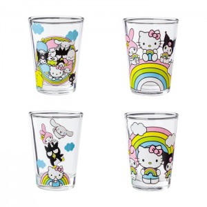 Hello Kitty Hello Kitty and Friends Mini Glass 4-Piece Set (Rainbows) Multicolor | USA_HK32272
