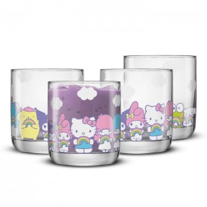 Hello Kitty Hello Kitty and Friends Rainbow Short Drinking Glasses (Set of 4) Purple | USA_HK81485