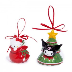 Hello Kitty Hello Kitty and Kuromi 2-pc Holiday Ceramic Ornament Set (Red) Red / Green | USA_HK79083