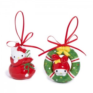 Hello Kitty Hello Kitty and My Melody 2-pc Holiday Ceramic Ornament Set (Red) Red | USA_HK94131
