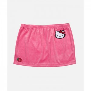 Hello Kitty Hello Kitty x Dumbgood Pink Velour Mini Skirt (50th Anniv.) Pink | USA_HK63007