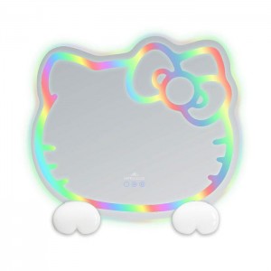 Hello Kitty Hello Kitty x Impressions Vanity RGB Wall Mirror 2.0 W/ Bluetooth Speakers and Specialty Base White | USA_HK44676