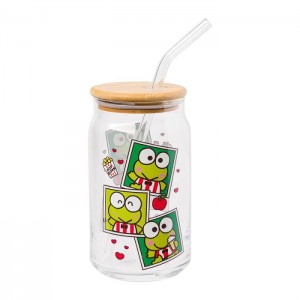 Hello Kitty Keroppi Snacks Bamboo Lidded Glass Tumbler Green | USA_HK58120