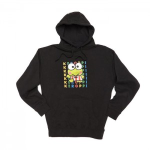 Hello Kitty Keroppi Watashi Wa Unisex Hoodie Black | USA_HK28961