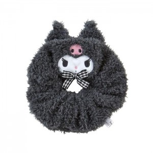 Hello Kitty Kuromi Cozy Plush Scrunchie (Gingham Bow) Black | USA_HK19574