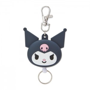 Hello Kitty Kuromi Face Badge Reel Black | USA_HK93178