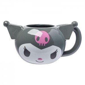 Hello Kitty Kuromi Face Sculpted Mug (Gray) Grey | USA_HK29047