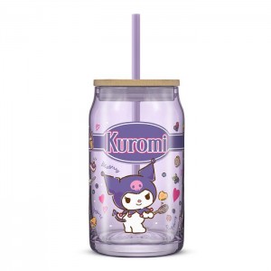Hello Kitty Kuromi Favorite Flavor Lidded Glass Tumbler Purple | USA_HK67162