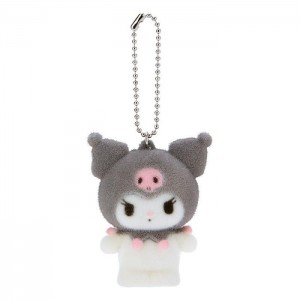 Hello Kitty Kuromi Flocked Keychain Mascot Grey | USA_HK81351
